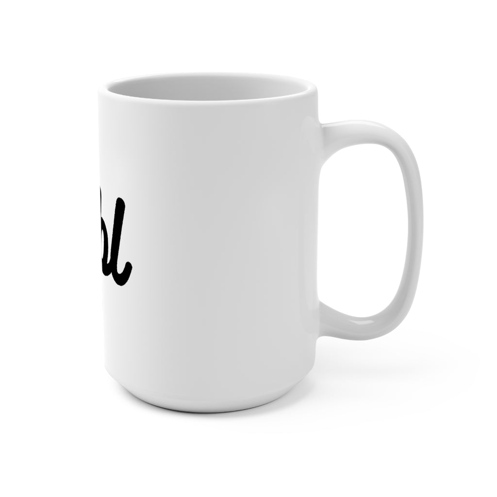 Sábl Script 15oz Ceramic Coffee Mug — Retro Handwritten Typography