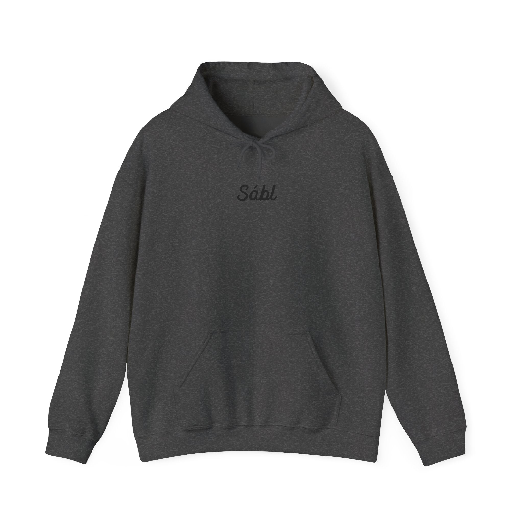 Sábl Minimal Script Hoodie — Cozy White Pullover with Small Center Logo