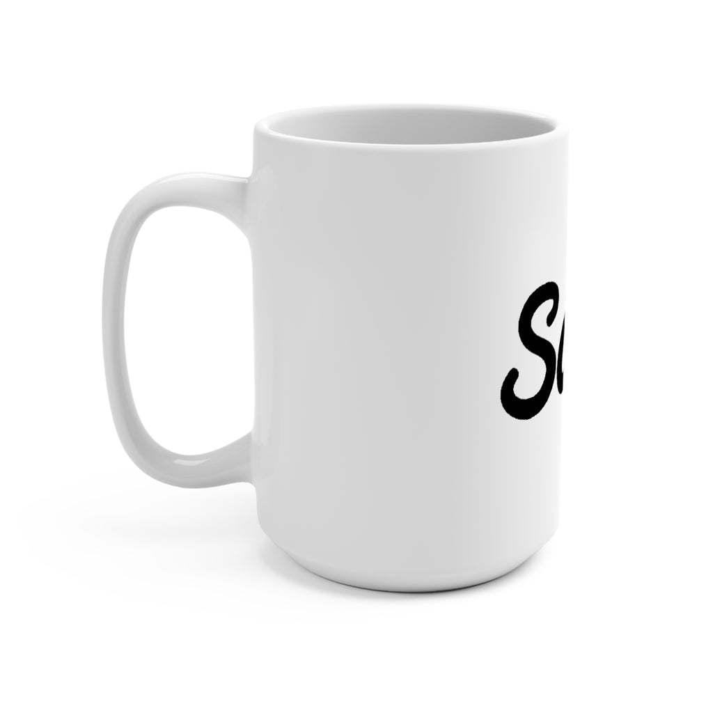 Sábl Script 15oz Ceramic Coffee Mug — Retro Handwritten Typography