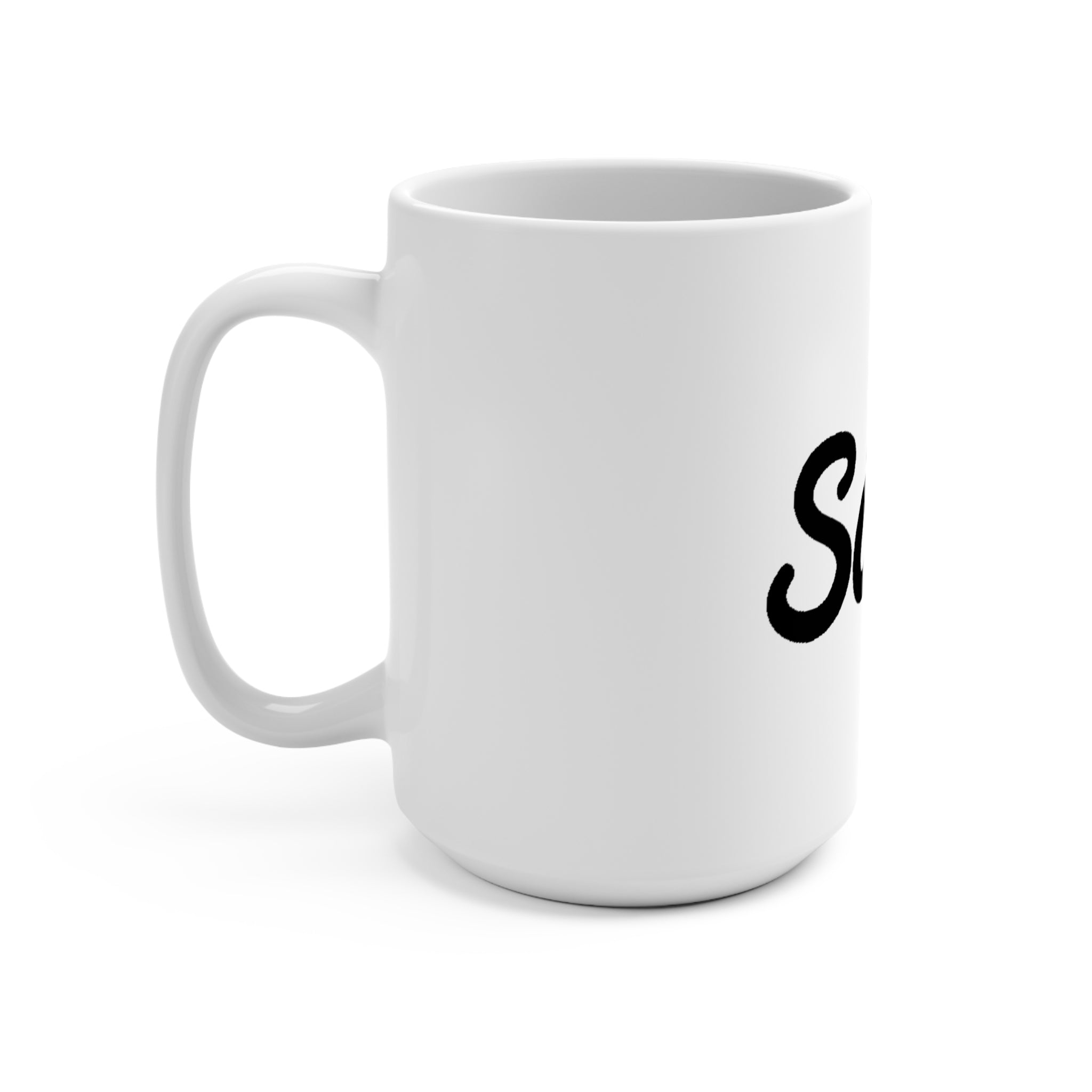 Sábl Script 15oz Ceramic Coffee Mug — Retro Handwritten Typography