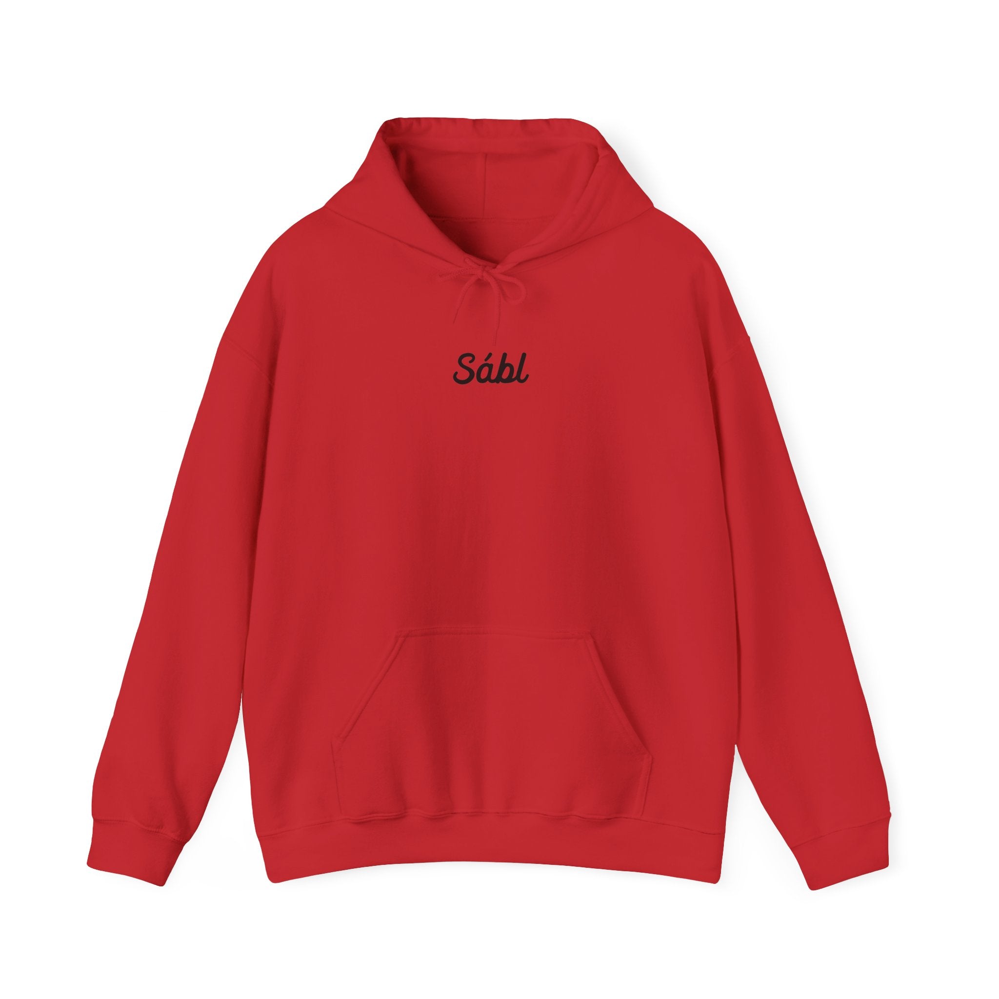 Sábl Minimal Script Hoodie — Cozy White Pullover with Small Center Logo