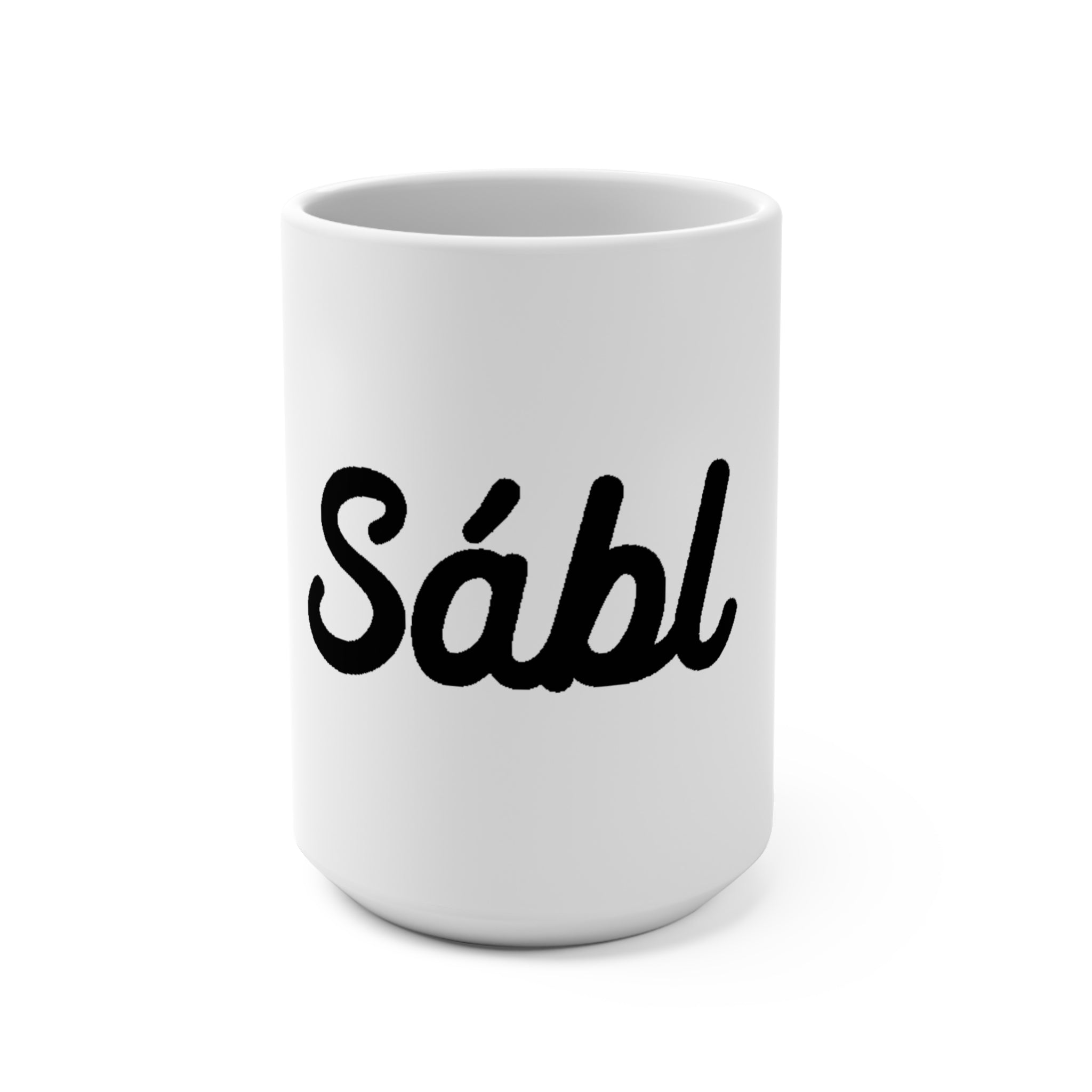 Sábl Script 15oz Ceramic Coffee Mug — Retro Handwritten Typography