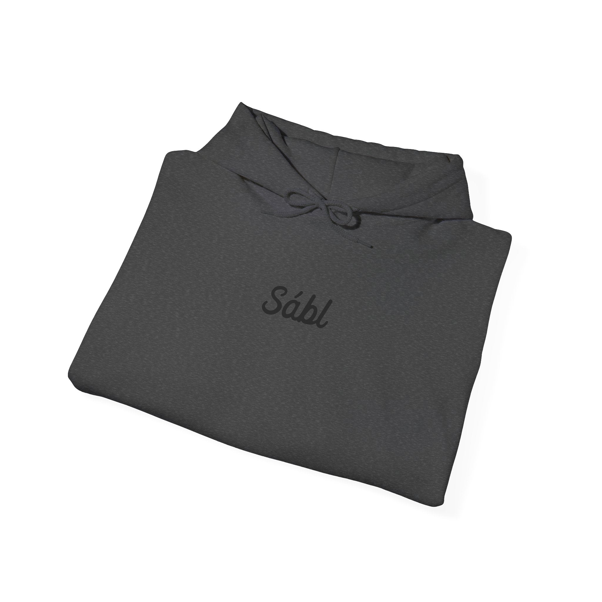 Sábl Minimal Script Hoodie — Cozy White Pullover with Small Center Logo